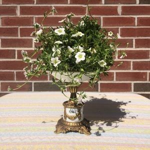 French pedestal compote dish. Signed on bottom possibly hand panted.